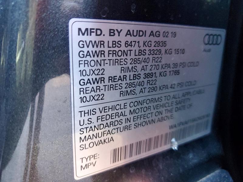 Aukcja sprzedaży 2019 Audi Q8, vin: WA1FVAF15KD029761, numer aukcji: 48045766