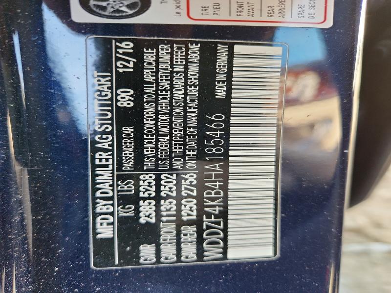 Aukcja sprzedaży 2017 Mercedes-benz E, vin: WDDZF4KB4HA185466, numer aukcji: 47562666