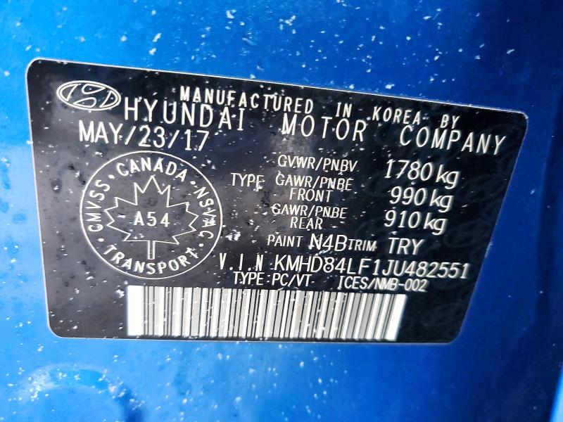 Aukcja sprzedaży 2018 Hyundai Elantra, vin: KMHD84LF1JU482551, numer aukcji: 41714086