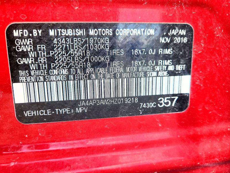 Продаж на аукціоні авто 2017 Mitsubishi Outlander Sport, vin: JA4AP3AW2HZ019218, номер лоту: 46488726