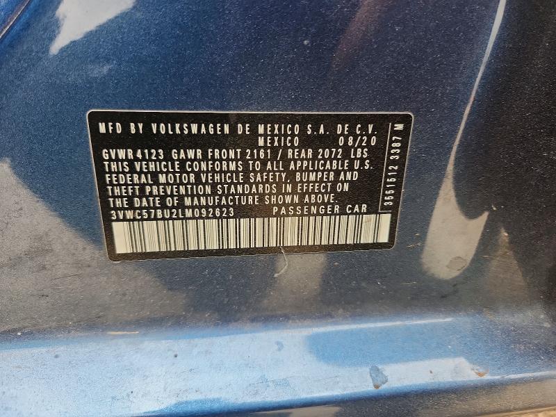 79570365 :رقم المزاد ، 3VWC57BU2LM092623 vin ، 2020 Volkswagen Jetta مزاد بيع