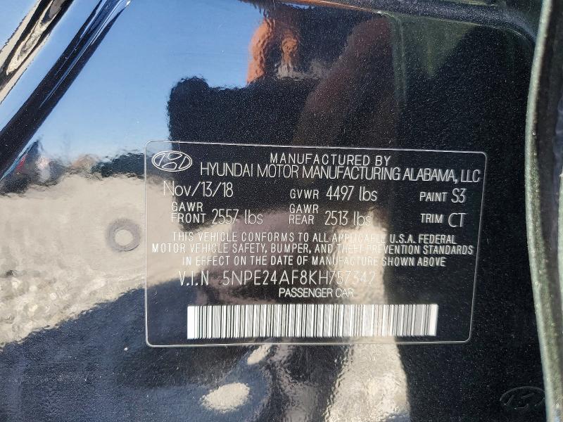 Aukcja sprzedaży 2019 Hyundai Sonata, vin: 5NPE24AF8KH757342, numer aukcji: 47794616