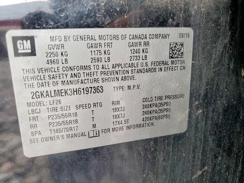 Продаж на аукціоні авто 2017 Gmc Terrain, vin: 2GKALMEK3H6197363, номер лоту: 46377126