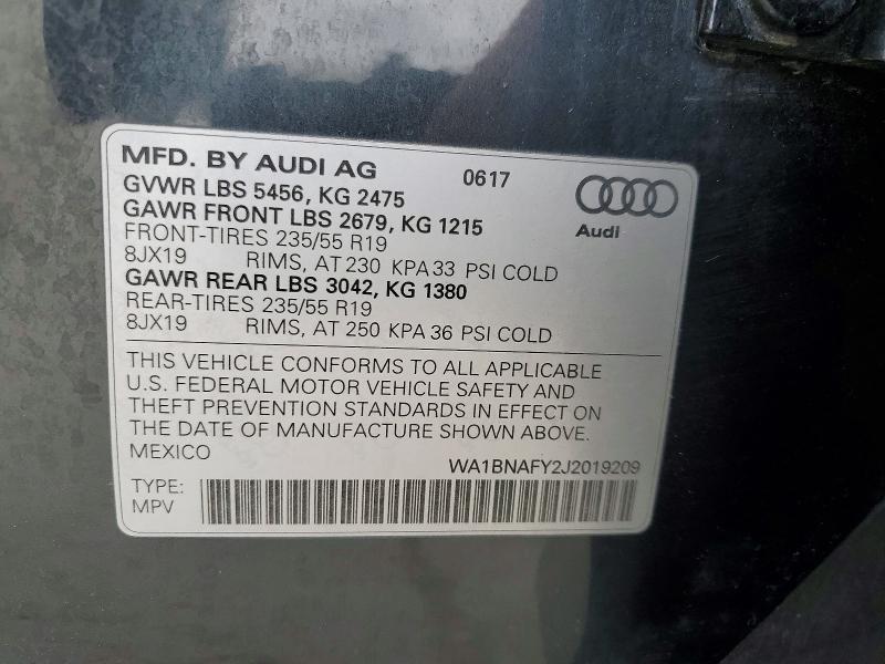 Aukcja sprzedaży 2018 Audi Q5, vin: WA1BNAFY2J2019209, numer aukcji: 47742836