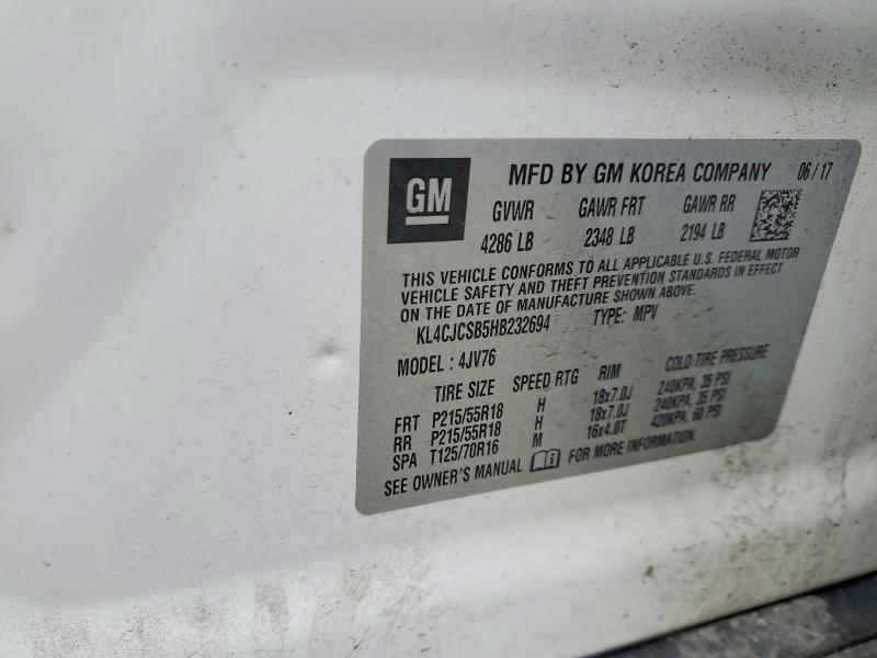 Продаж на аукціоні авто 2017 Buick Encore, vin: KL4CJCSB5HB232694, номер лоту: 79666755