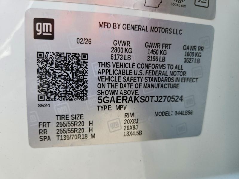 2026 Buick Enclave მანქანა იყიდება აუქციონზე, vin: 5GAERAKS0TJ270524, აუქციონის ნომერი: 47621406
