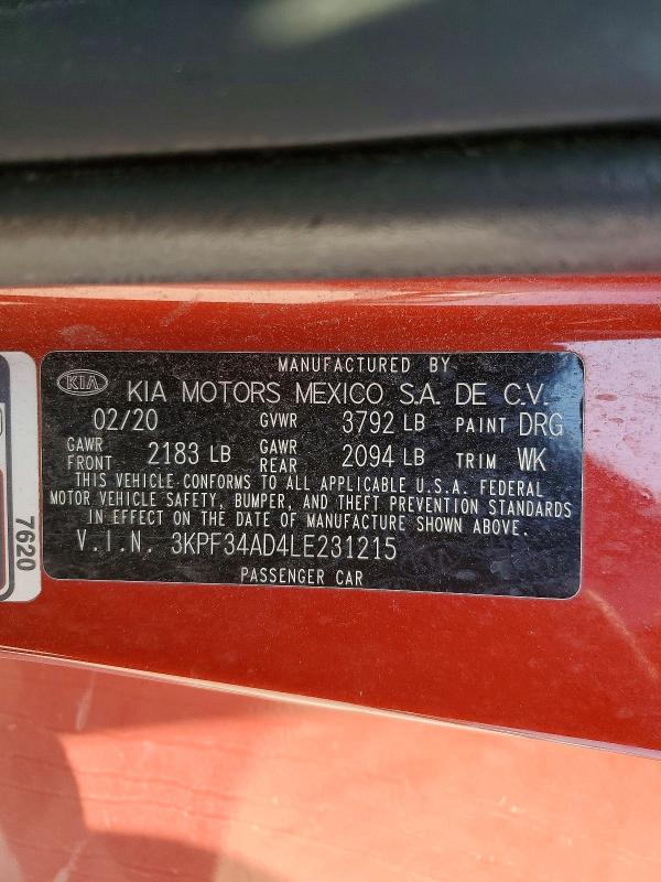 Продаж на аукціоні авто 2020 Kia Forte, vin: 3KPF34AD4LE231215, номер лоту: 47442996
