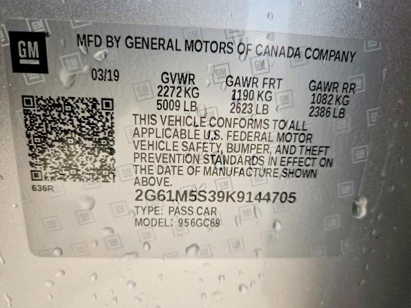 2019 Cadillac Xts მანქანა იყიდება აუქციონზე, vin: 2G61M5S39K9144705, აუქციონის ნომერი: 46679496