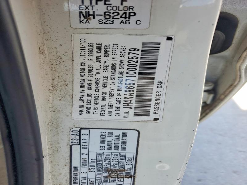 46260676 :رقم المزاد ، JH4KA96571C002579 vin ، 2001 Acura 3.5rl مزاد بيع