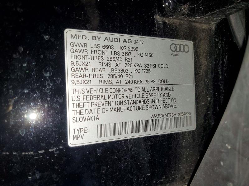 Продажа на аукционе авто 2017 Audi Q7, vin: WA1VAAF73HD054629, номер лота: 77244585