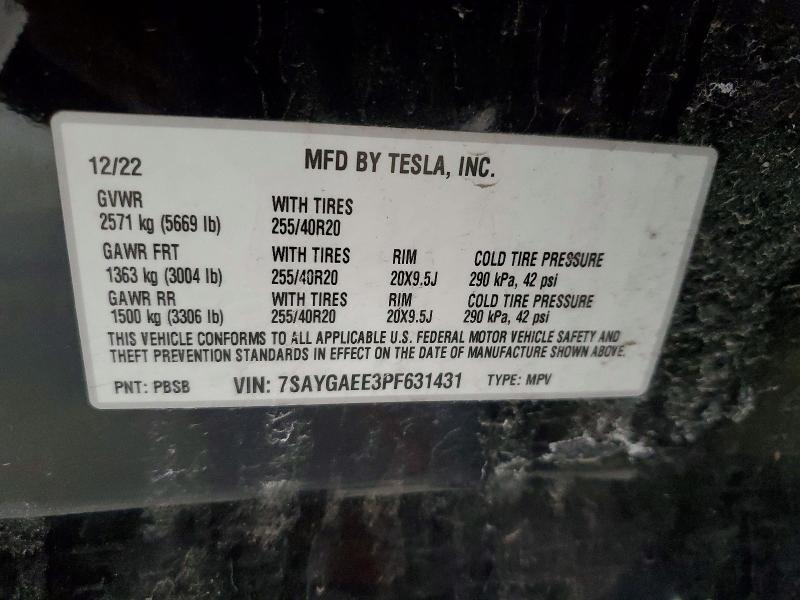 Aukcja sprzedaży 2023 Tesla Model Y, vin: 7SAYGAEE3PF631431, numer aukcji: 46325376
