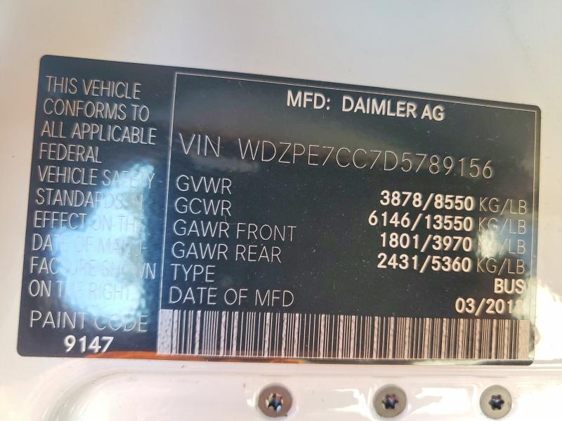 45957726 :رقم المزاد ، WDZPE7CC7D5789156 vin ، 2013 Mercedes Benz Sprinter مزاد بيع