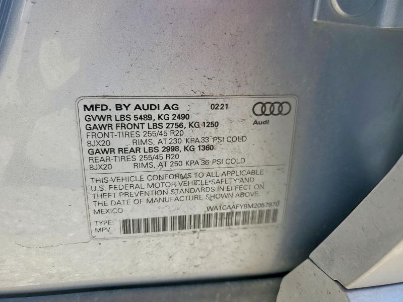 79041595 :رقم المزاد ، WA1CAAFY8M2057970 vin ، 2021 Audi Q5 مزاد بيع
