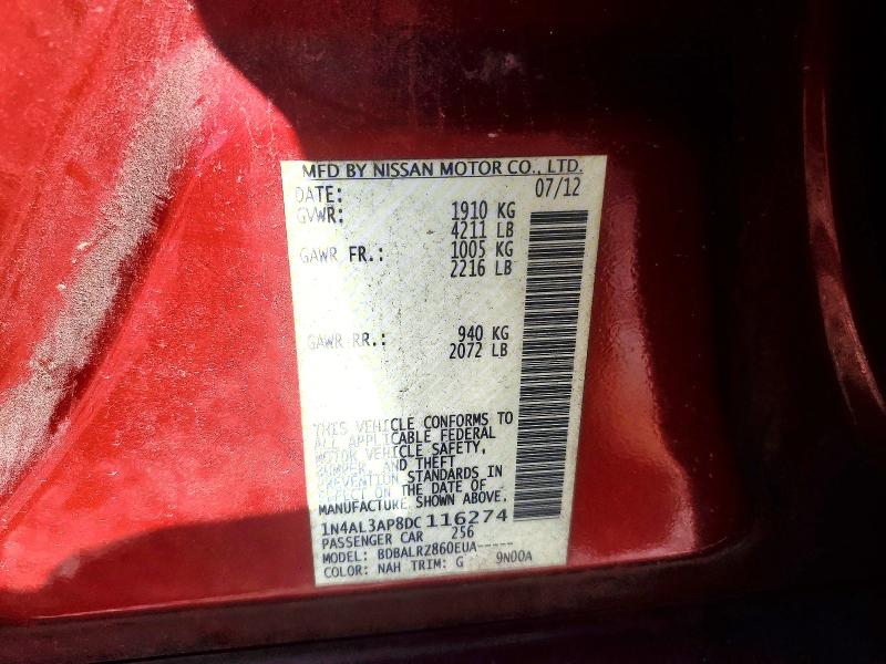 Продаж на аукціоні авто 2013 Nissan Altima, vin: 1N4AL3AP8DC116274, номер лоту: 46031926