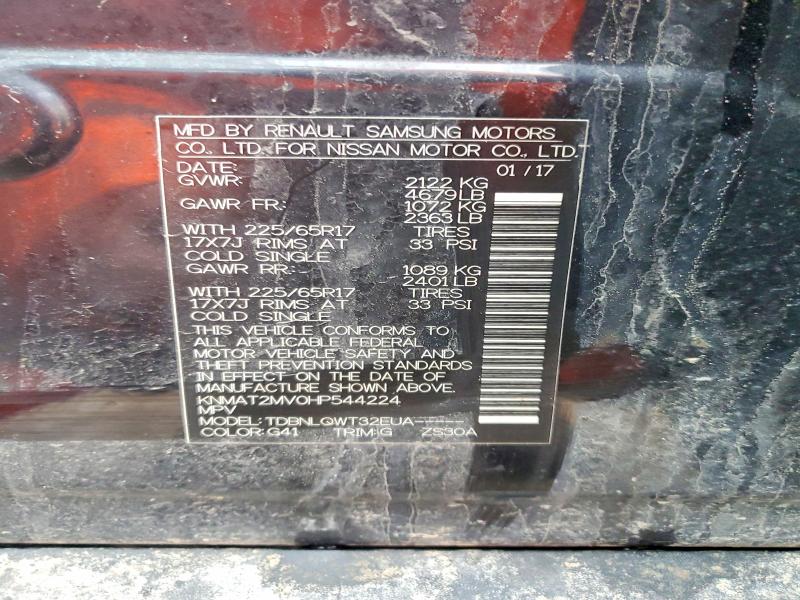41872226 :رقم المزاد ، KNMAT2MV0HP544224 vin ، 2017 Nissan Rogue مزاد بيع