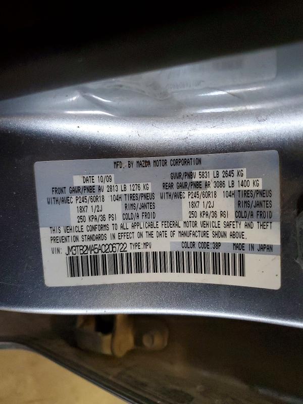 46497436 :رقم المزاد ، JM3TB2MA5A0206722 vin ، 2010 Mazda Cx-9 مزاد بيع
