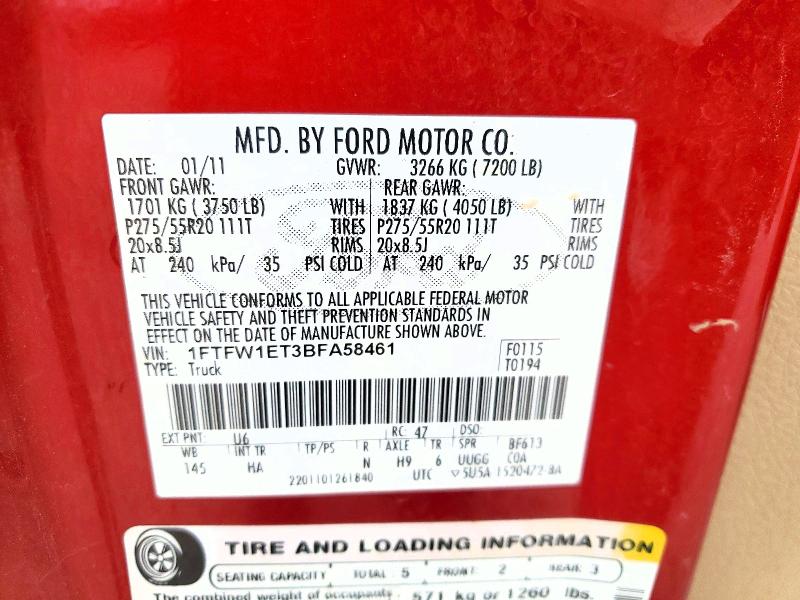 Aukcja sprzedaży 2011 Ford F150, vin: 1FTFW1ET3BFA58461, numer aukcji: 47856876
