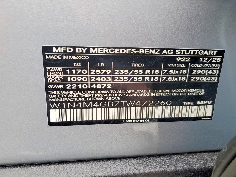 Продаж на аукціоні авто 2026 Mercedes-benz Glb, vin: W1N4M4GB7TW472260, номер лоту: 47997166