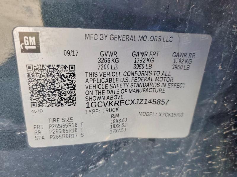 45654056 :رقم المزاد ، 1GCVKRECXJZ145857 vin ، 2018 Chevrolet Silverado مزاد بيع