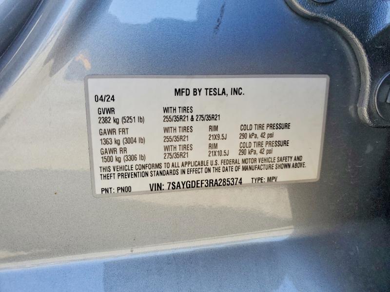 Aukcja sprzedaży 2024 Tesla Model Y, vin: 7SAYGDEF3RA285374, numer aukcji: 79381815