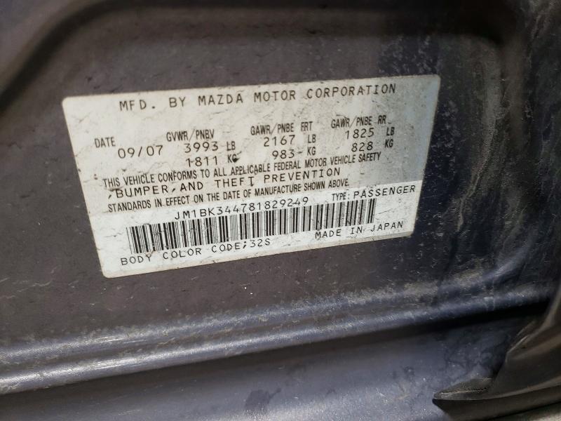 Продаж на аукціоні авто 2008 Mazda 3, vin: JM1BK344781829249, номер лоту: 47870356
