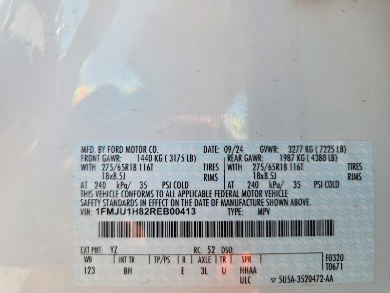 2024 Ford Expedition მანქანა იყიდება აუქციონზე, vin: 1FMJU1H82REB00413, აუქციონის ნომერი: 46583786