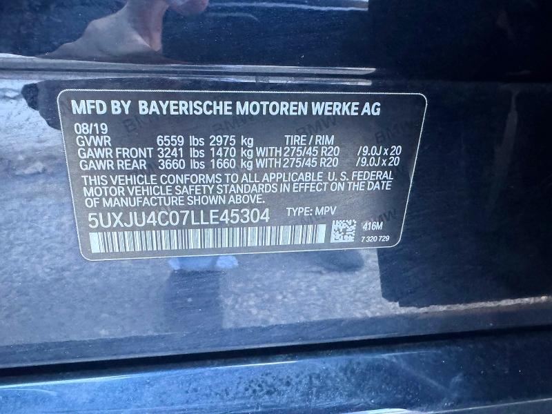 2020 Bmw X5 მანქანა იყიდება აუქციონზე, vin: 5UXJU4C07LLE45304, აუქციონის ნომერი: 46744866