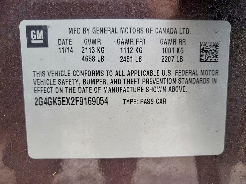 Продажа на аукционе авто 2015 Buick Regal, vin: 2G4GK5EX2F9169054, номер лота: 79583215
