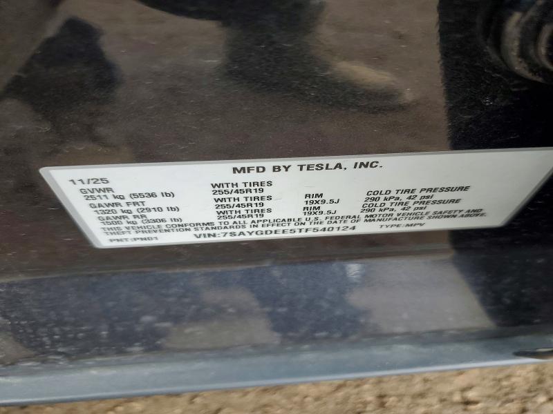 Aukcja sprzedaży 2026 Tesla Model  Y, vin: 7SAYGDEE5TF540124, numer aukcji: 47102756