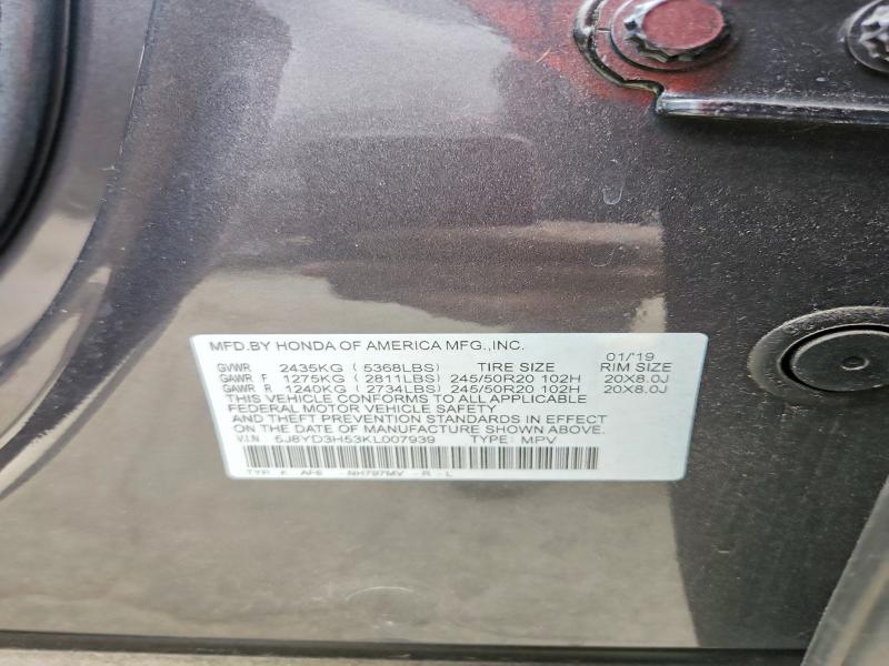 Aukcja sprzedaży 2019 Acura Mdx, vin: 5J8YD3H53KL007939, numer aukcji: 47127386