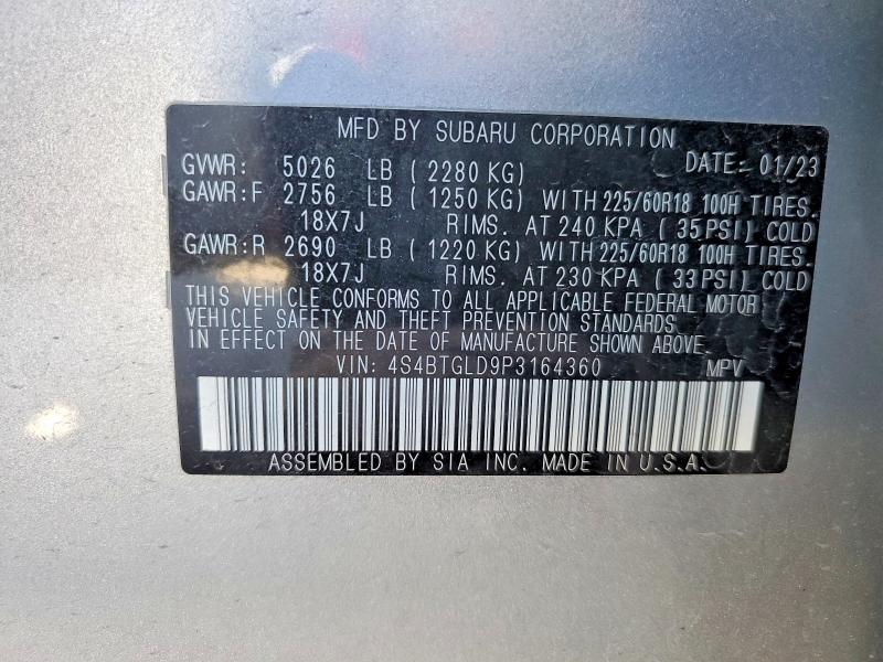 Продажа на аукционе авто 2023 Subaru Outback, vin: 4S4BTGLD9P3164360, номер лота: 78494125