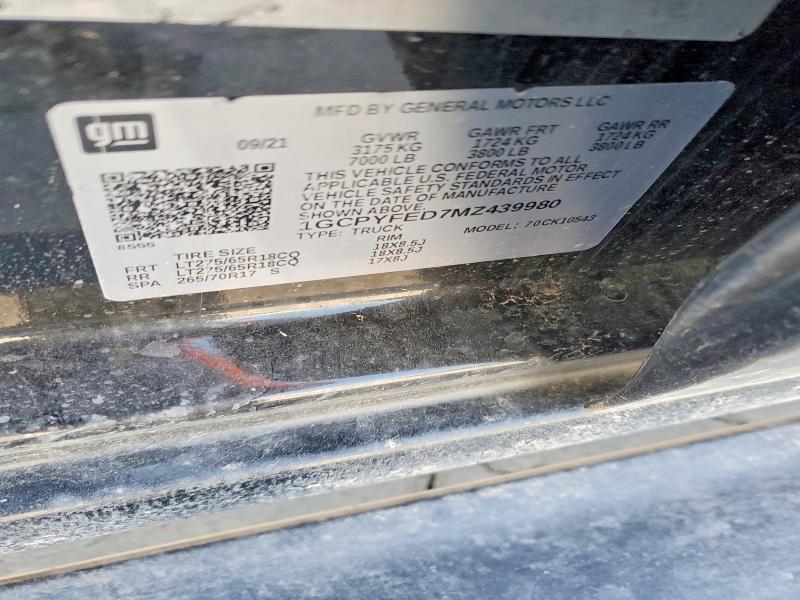 Aukcja sprzedaży 2021 Chevrolet Silverado, vin: 1GCPYFED7MZ439980, numer aukcji: 46576516