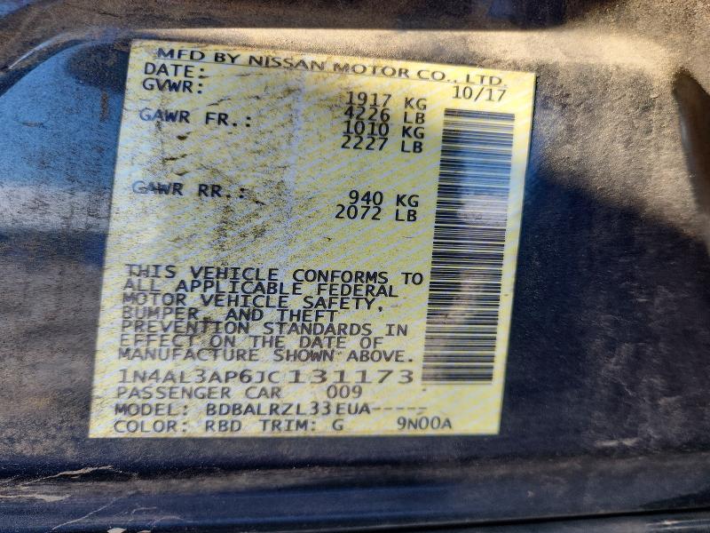 2018 Nissan Altima მანქანა იყიდება აუქციონზე, vin: 1N4AL3AP6JC131173, აუქციონის ნომერი: 47104846