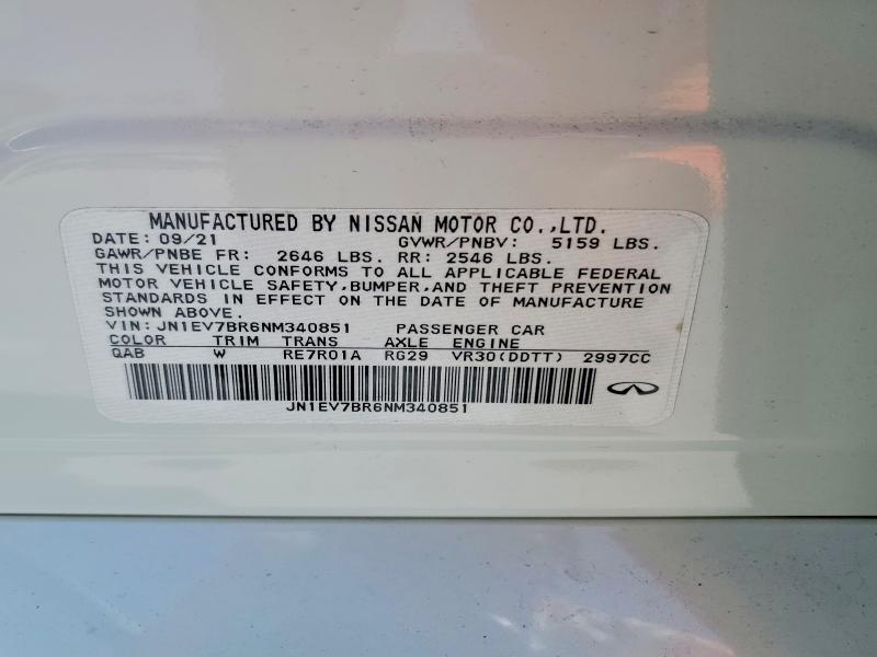 Aukcja sprzedaży 2022 Infiniti Q50, vin: JN1EV7BR6NM340851, numer aukcji: 47466066