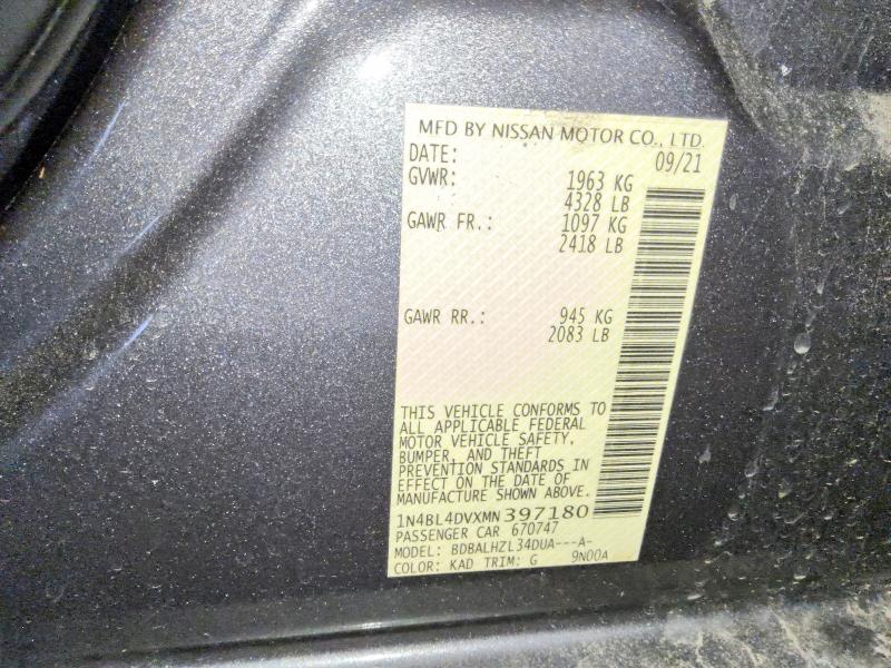 Продаж на аукціоні авто 2021 Nissan Altima, vin: 1N4BL4DVXMN397180, номер лоту: 78720425