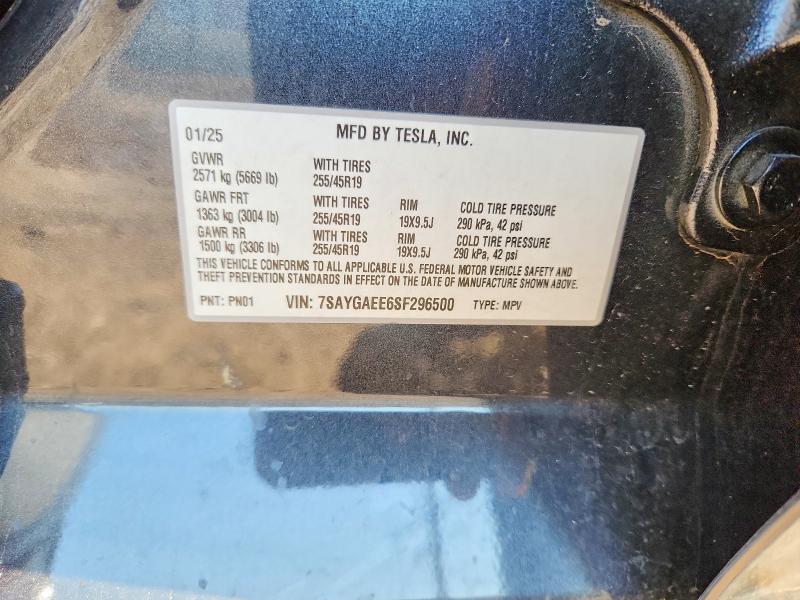 2025 Tesla Model Y მანქანა იყიდება აუქციონზე, vin: 7SAYGAEE6SF296500, აუქციონის ნომერი: 47428436