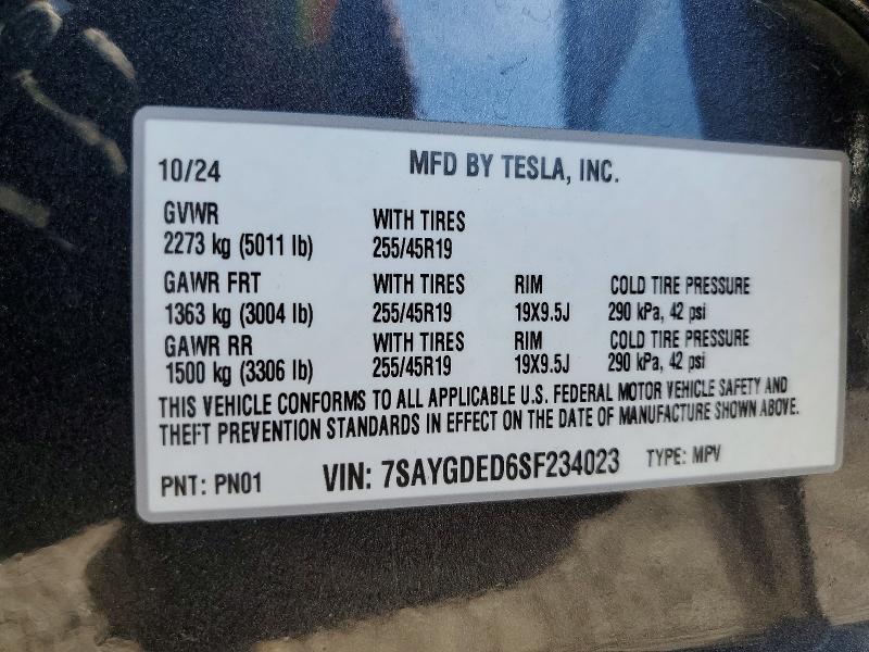 Продаж на аукціоні авто 2025 Tesla Model Y, vin: 7SAYGDED6SF234023, номер лоту: 46634216