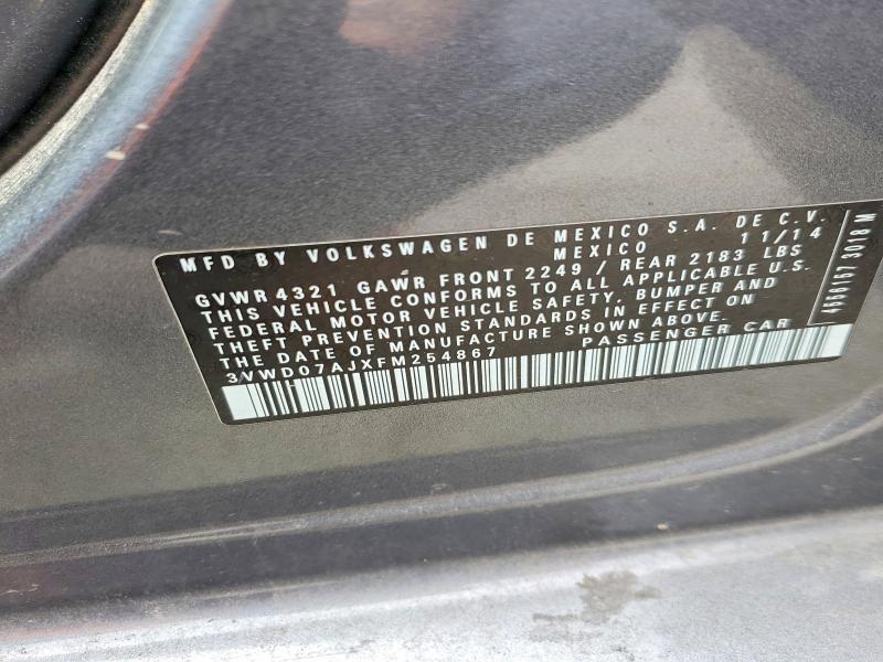 Продажа на аукционе авто 2015 Volkswagen Jetta, vin: 3VWD07AJXFM254867, номер лота: 41819496