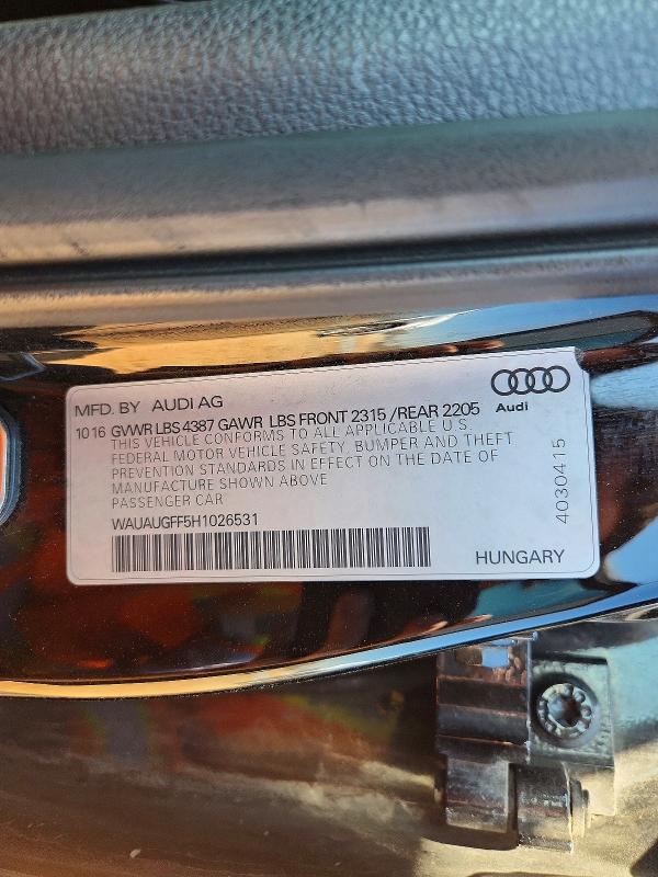 Aukcja sprzedaży 2017 Audi A3, vin: WAUAUGFF5H1026531, numer aukcji: 47067176