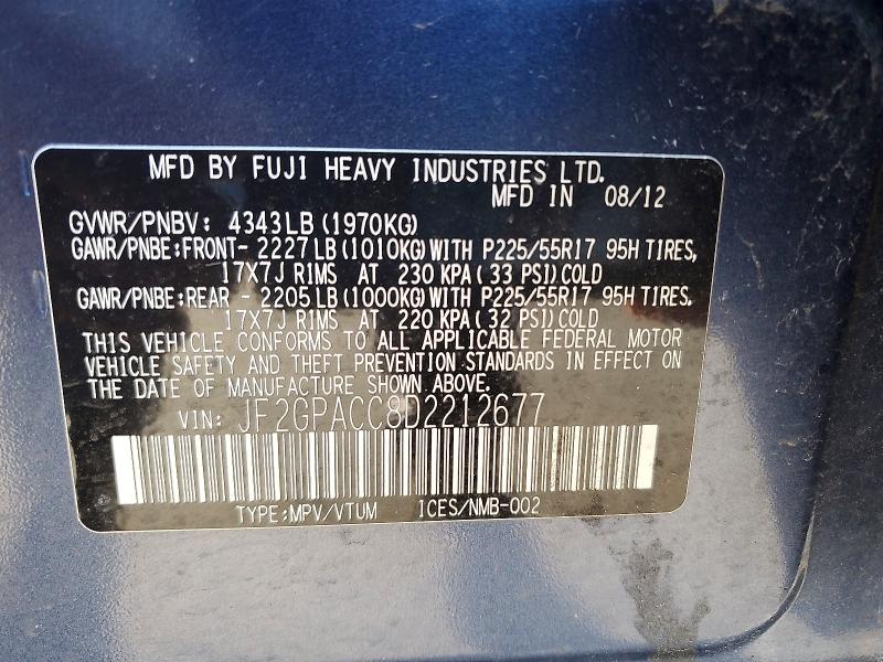 Aukcja sprzedaży 2013 Subaru Xv Crosstrek, vin: JF2GPACC8D2212677, numer aukcji: 79023005