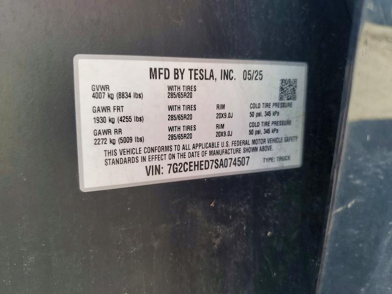 41796926 :رقم المزاد ، 7G2CEHED7SA074507 vin ، 2025 Tesla Cybertruck مزاد بيع