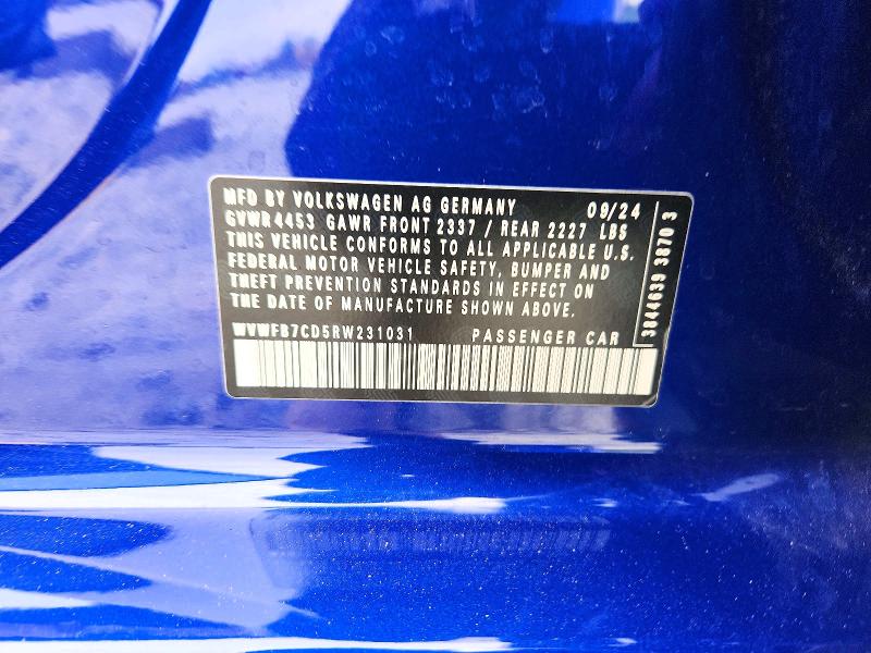 Продажа на аукционе авто 2024 Volkswagen Golf R, vin: WVWFB7CD5RW231031, номер лота: 47967516