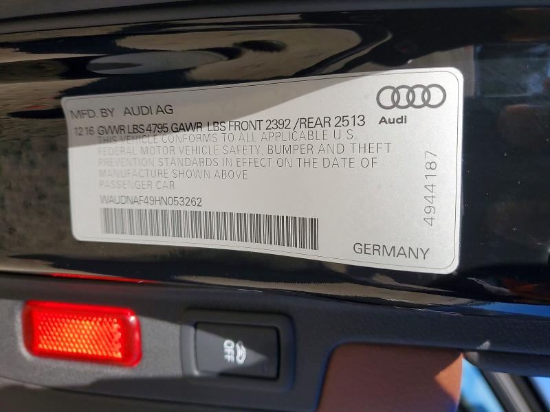 Aukcja sprzedaży 2017 Audi A4, vin: WAUDNAF49HN053262, numer aukcji: 45953986