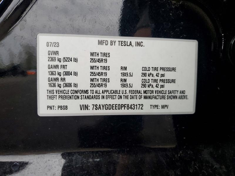Продаж на аукціоні авто 2023 Tesla Model Y, vin: 7SAYGDEE0PF843172, номер лоту: 46538906