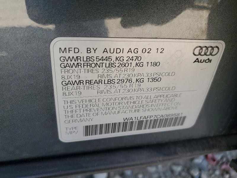 Продаж на аукціоні авто 2012 Audi Q5, vin: WA1LFAFP7CA089581, номер лоту: 48000546