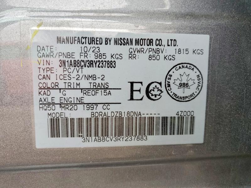 Aukcja sprzedaży 2024 Nissan Sentra, vin: 3N1AB8CV3RY237883, numer aukcji: 47264046