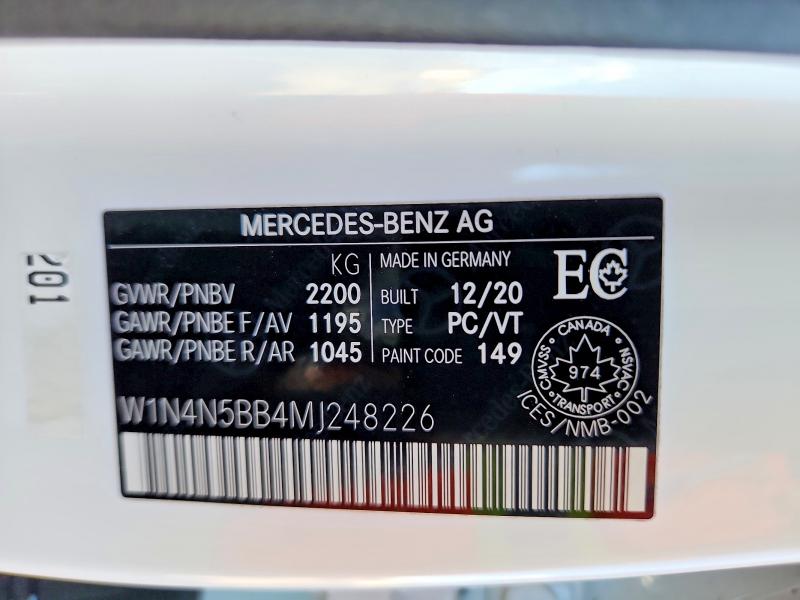 2021 Mercedes-benz Gla მანქანა იყიდება აუქციონზე, vin: W1N4N5BB4MJ248226, აუქციონის ნომერი: 46520796