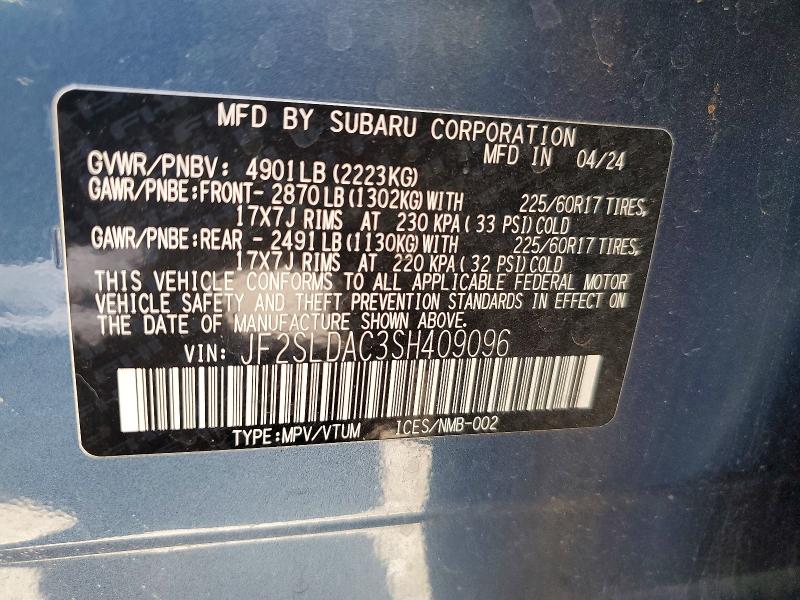 46951336 :رقم المزاد ، JF2SLDAC3SH409096 vin ، 2025 Subaru Forester مزاد بيع