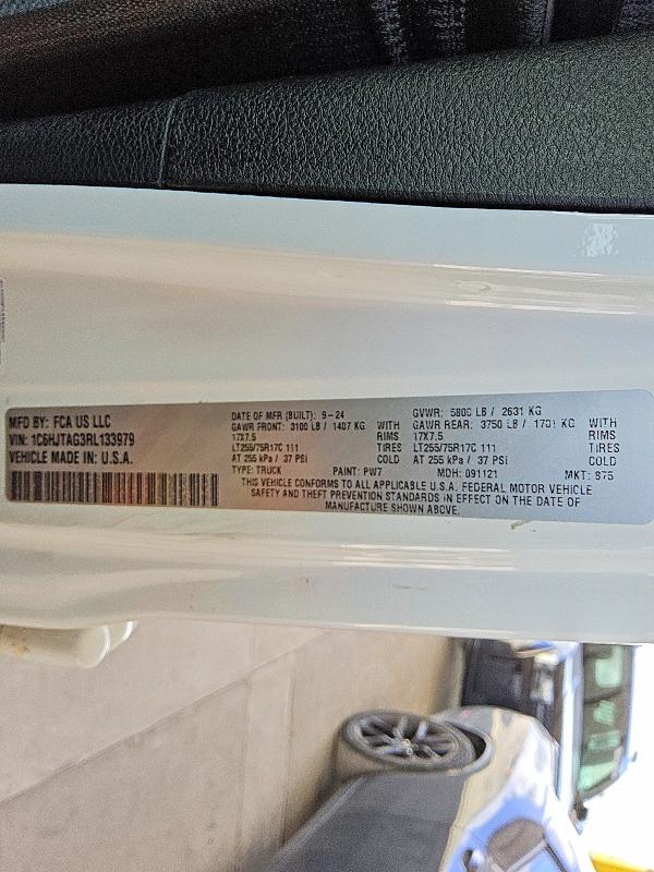 Aukcja sprzedaży 2024 Jeep Gladiator, vin: 1C6HJTAG3RL133979, numer aukcji: 78951095