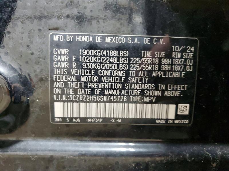 Продажа на аукционе авто 2025 Honda Hr-v, vin: 3CZRZ2H56SM745726, номер лота: 46843676